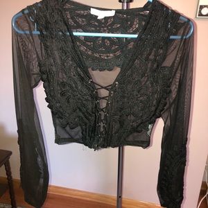 Women’s long sleeve sheer crop top